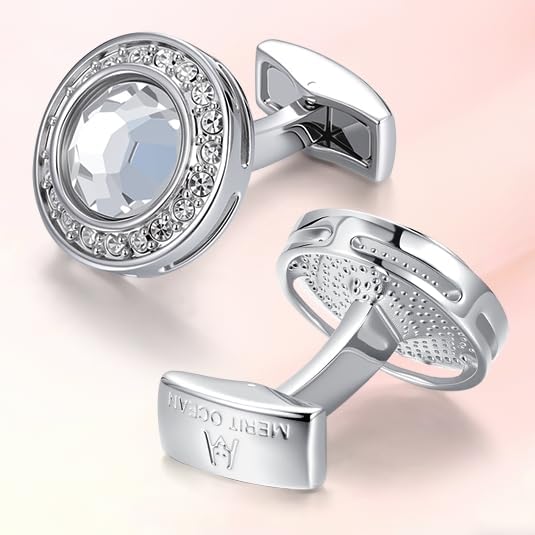 Mancornas de Cristal para Hombre, Accesorio para Traje Negro y Camisa Blanca miniatura 3