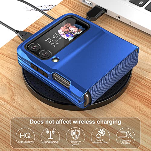 Foluu For Samsung Galaxy Z Flip 4 Case, Metal Phone Case With Hinge Protection, Aluminum Shockproof Frame Case Soft Rubber Silicone Military Heavy Duty Hard Case For Galaxy Z Flip 4 5G 2022 (Blue) #TOP4