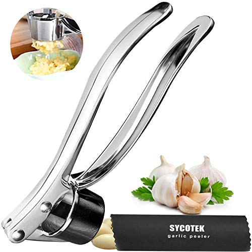 SYCOTEK Acero Inoxidable Prensa de Ajo Mincer Ajo Peeler Jengibre Press Ginger Press conBuen Pelador de Ajo