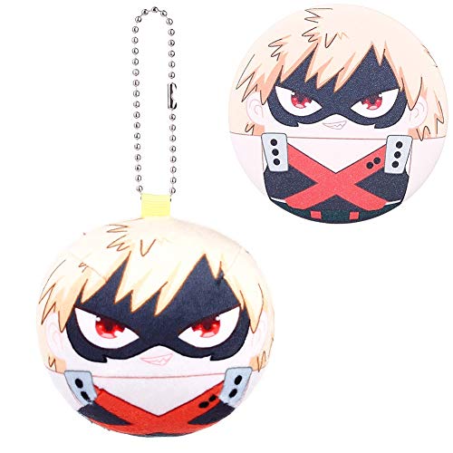 Preisvergleich Produktbild Kunandroc My Hero Academia Plüsch Schlüsselanhänger Plüsch Puppe Anime Cartoon Bild Kissen Schlüsselanhänger Anhänger mit 1 Button Pins für Anime MHA Fans(Bakugou Katsuki)