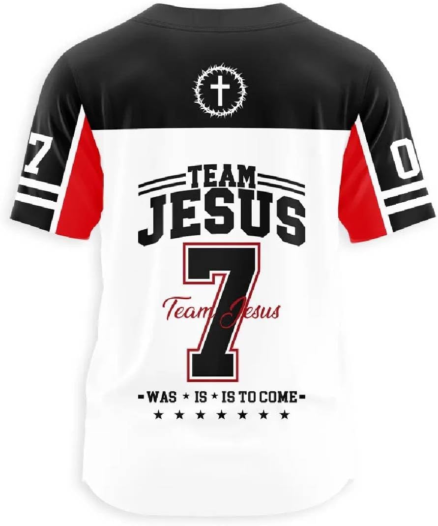 Christian Graphic Tees Oversized T-Shirt Novelty Women Men All-Over Print Baseball Jersey Team Jesus White
