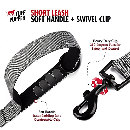 Tuff Pupper Short Dog Leash For Dog Training | 30 Inch | Perfect For Service Dog Harness & Short Training Leash | Traffic Leash Handle W/Padding | Short Leash Dog Coupler Midnight Blue #TOP4