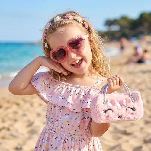 Hifot Einhorn Brillenetui Hardcase mit Sonnenbrille, Süße Unicorn Dekoration Polycarbonat Kinder Brille, Brillenetui mit Griffen für Mädchen Junge