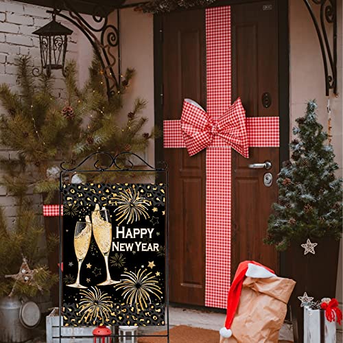 Artofy Happy New Year 2023 Eve Large Decorative House Flag, Fireworks Stars Yard Garden Outside Decor, Celebration Party Winter Burlap Leopard Outdoor Home Decoration Double Sided 28 X 40 #TOP4