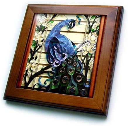 3dRose ft_25288_1 Peacock Proud Framed Tile, 8 by 8"