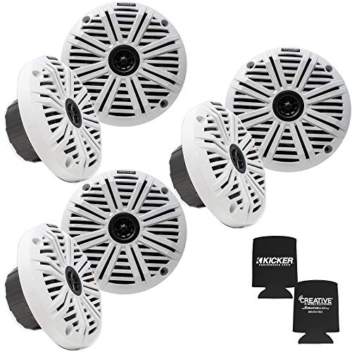 Image of KICKER 6.5 inch Marine Speakers (3 Pair) White Salt Water Grills OEM Replacement Speakers