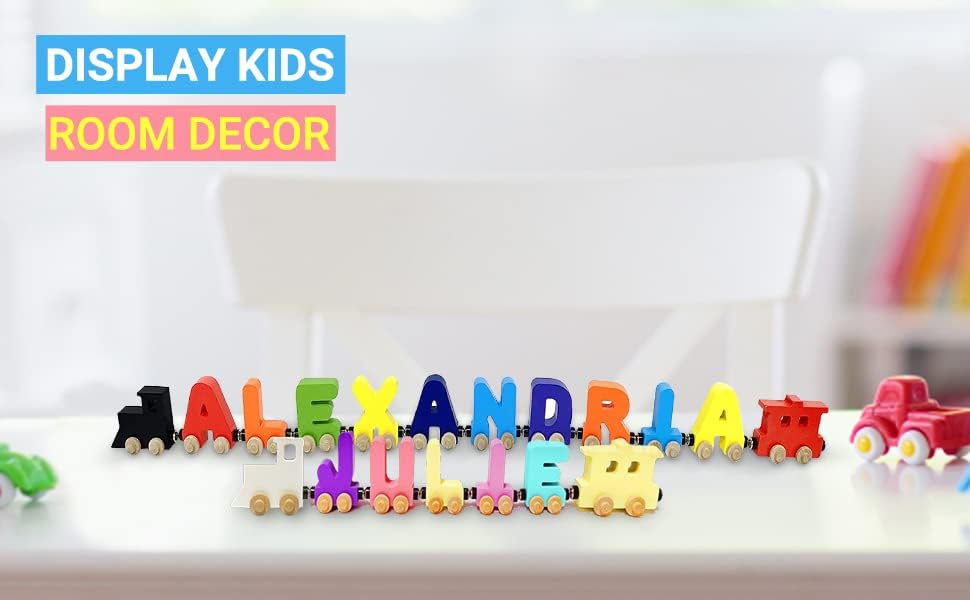 Miniatura 7 de Construye tu propio nombre, rompecabezas de trenes, juguete educativo con letras extra grandes de 3 pulgadas cada rompecabezas de madera con nombre