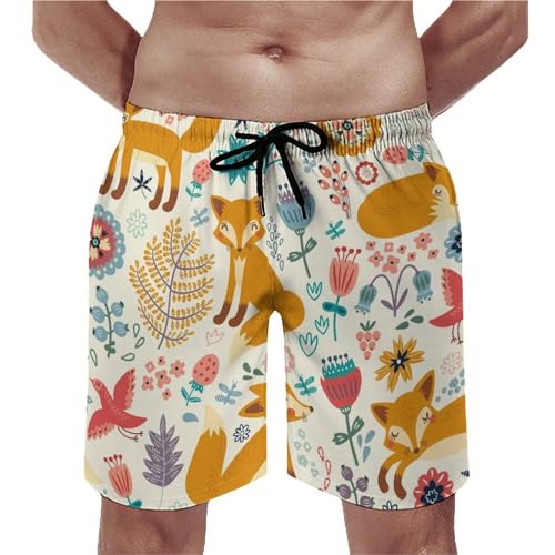 Short de bain homme motif fleur de renard pour la plage