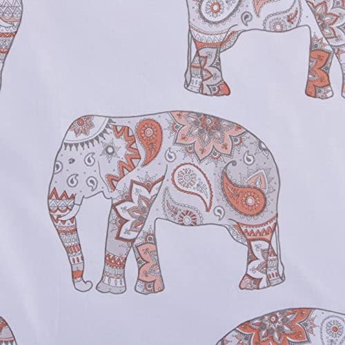 Sleepdown Elephant Rust White Paisley Reversible Soft Easy Care Duvet Cover Quilt Bedding Set with Pillowcase - Single (135cm x 200cm)