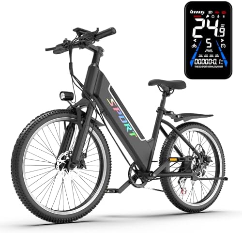DEEPOWER Bicicleta eléctrica, 26" Bici Eléctrica con Batería Extraíble 48V 10Ah, Autonomía de 30-45 KM, 7 Velocidades, Suspensión Delantera, Bicicleta Eléctrica de M...