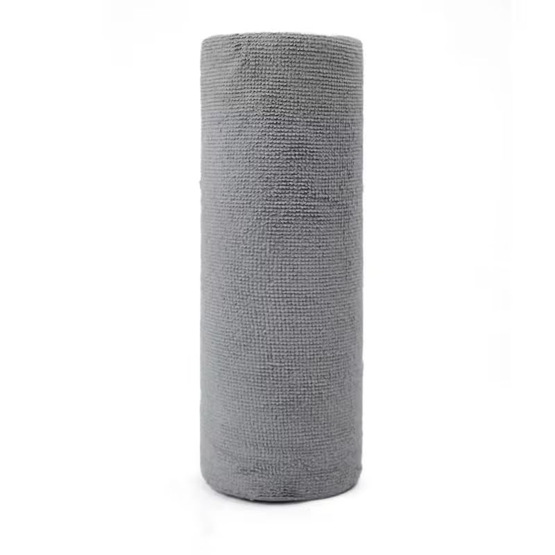 Microfiber Cleaning Cloth Roll, 50 Tear-Away Washable Reusable Towels, Soft Absorbent Cleaning Wipes for Kitchen, Home and Car (Grey 30 x 30 cm)