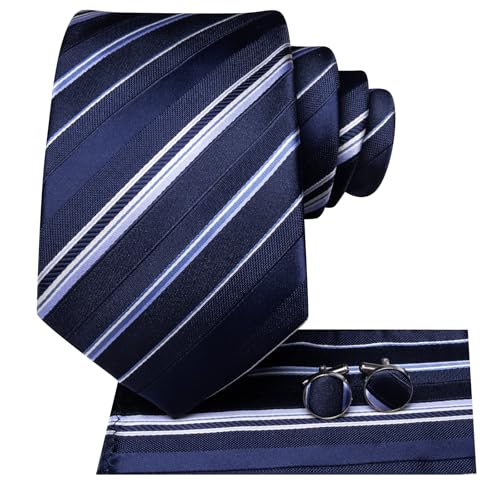 Image of Hi-Tie Men 63inches Tie Set Extra Long Necktie Paisley Tie Pocket Suqare Cufflinks Big and Tall Men Tie