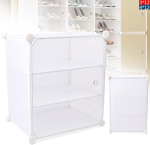 Miniatura 3 de DYRABREST Organizador de zapatos de 12 niveles con puerta para armario, armario apilable de almacenamiento de zapatos, estantes de zapatos de