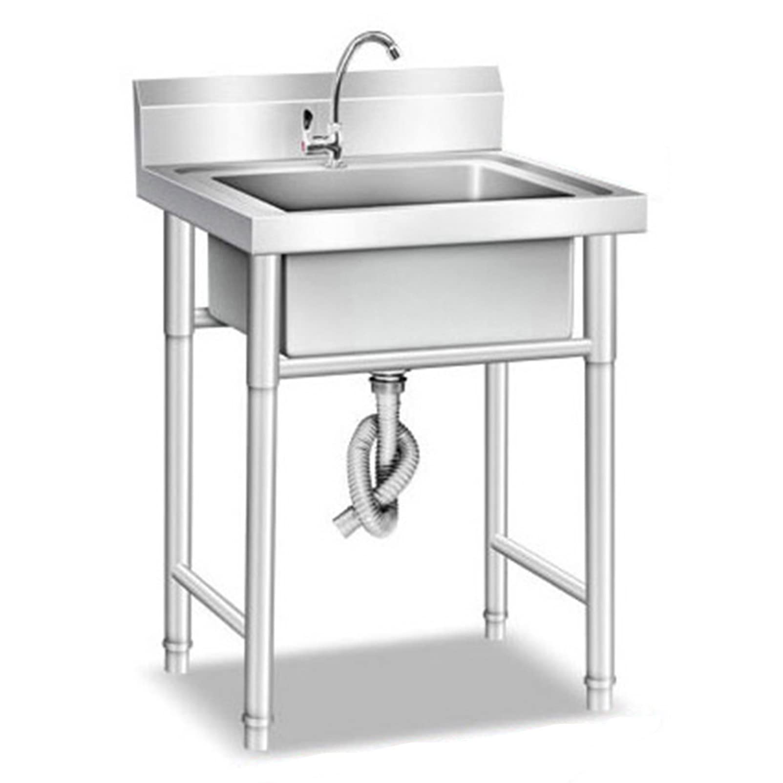 TAXXII Single Bowl Kitchen Sinks, Outdoor Sink, Small Rv Utility Laundry Tub, Free Standing Stainless-Steel Bowl,50×50×80cm-0.8mm