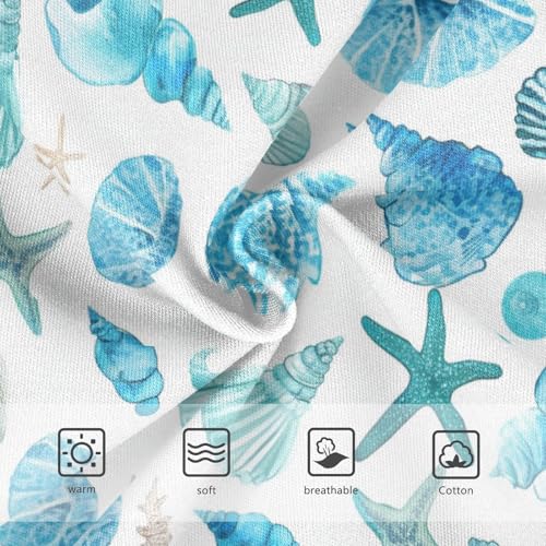 Wusikd Watercolor Teal Girls' Underwear Cotton Blue Sea Shells Starfish Girls Briefs Soft Toddler Underwear 2T3