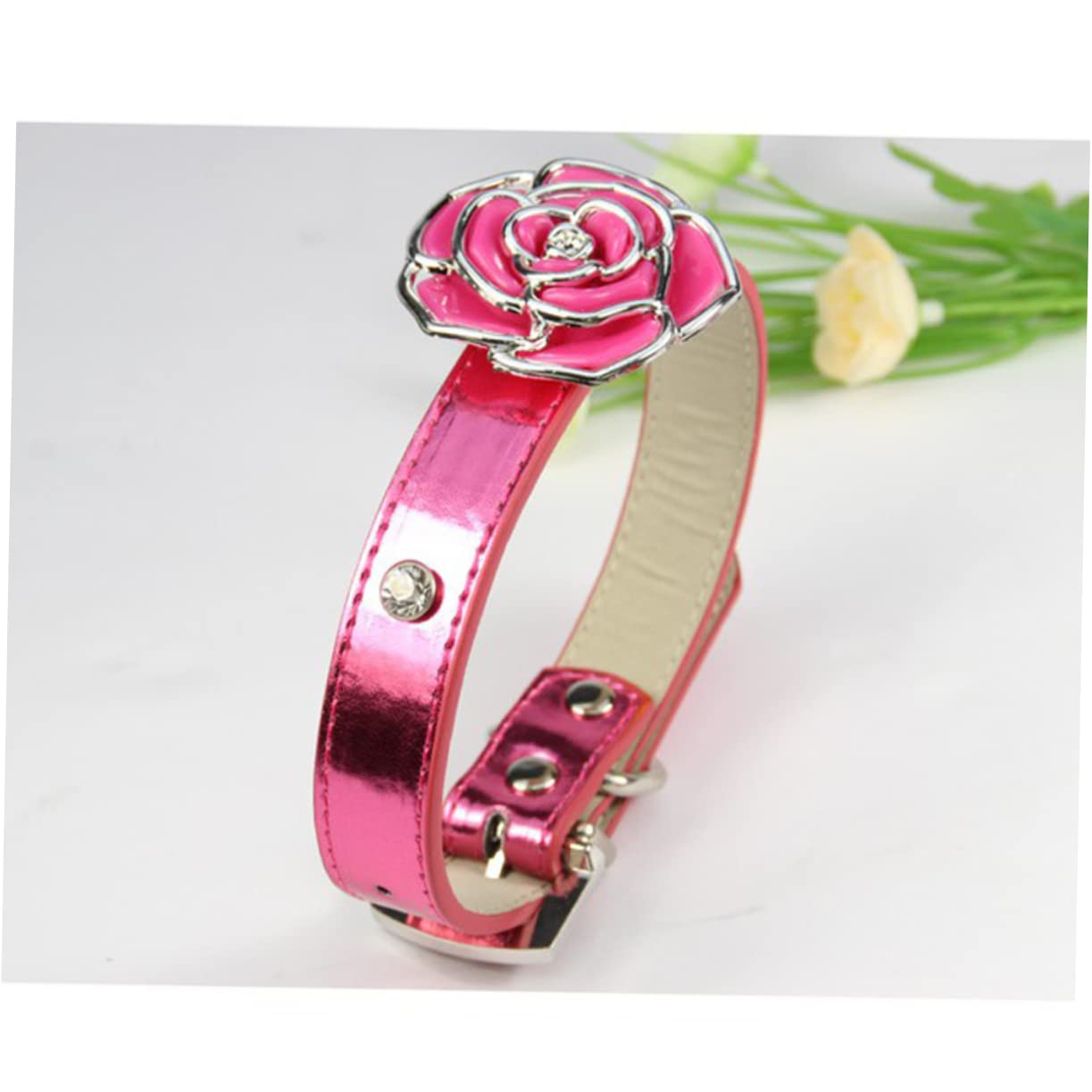 SUPVOX Pet Rose Flower Necklace for Dogs and Cats Pink Stylish Animal Chain Necklace for Pets for Weddings and Special Occasions