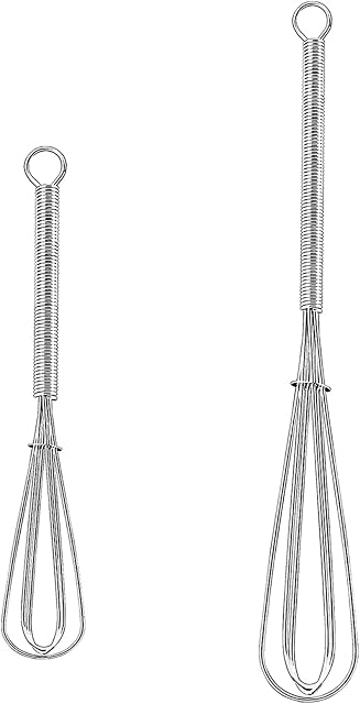 2 PCS Stainless Steel Kitchen Whisk, Kitchen Whisks Mini Wire Egg Beater Manual Non-stick Manual Egg Whisk Small Mini Whisks Bulk Wire Hand Whisk Mini Balloon Wire Whisk Balloon Whisk(5 & 7 inch)
