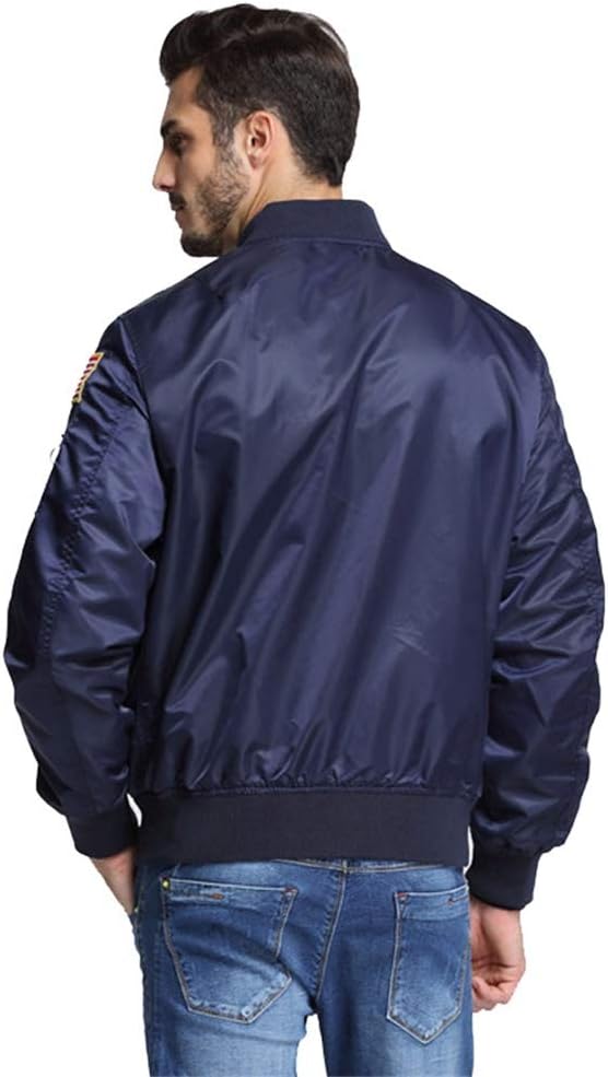 CORIRESHA Mens NASA Embroidery Badge Slim Fit Bomber Jackets Zipper Windbreaker - Image 2