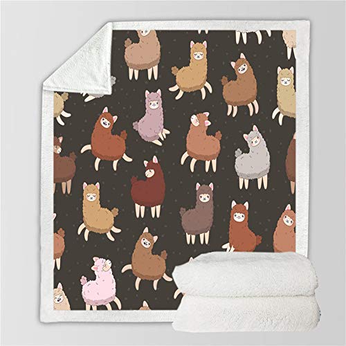 Ouduo Microfibra Suave Acogedora y Cálida Manta Sobrecama Sherpa Impresa en 3D Cubierta de Cama Mantas de Sofa Cama para Adultos y Niños (150x200cm,Cordero Alegre) Cover