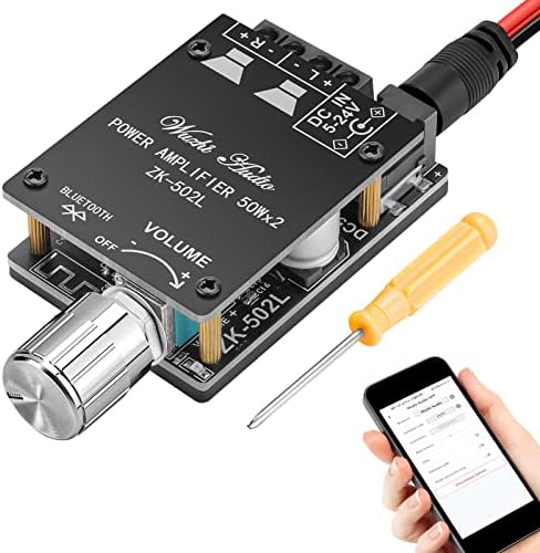 MakerHawk Mini Amplifier Board Bluetooth Amplifier 2.0 2X50W 5V-24V Audio Power Amplifier Module for Store Home Theater Speakers