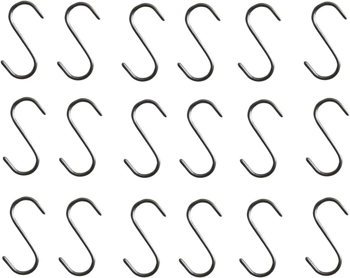25 Pack Stainless Steel S Hooks Heavy Duty Hook for Kitchen Cutlery Hanging, Bathroom,Shop, Closet, Pan, Pot Hanging