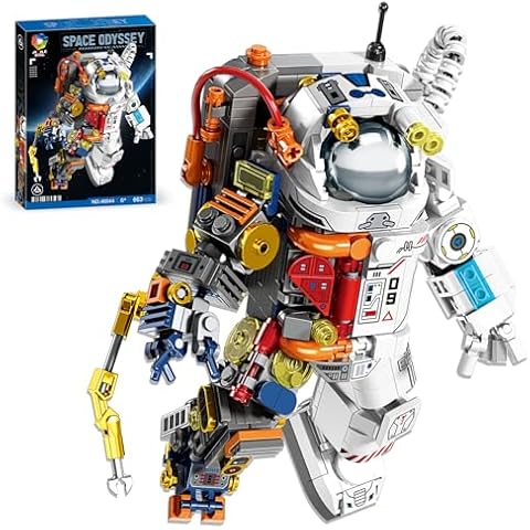 Space Astronaut Toy Collectible Astronaut Toy with Display Stand, Creative Space Exploration Astronaut Building Kit Gifts for Adults Space Astronaut Toy Space Toys （663 Pieces） Cover