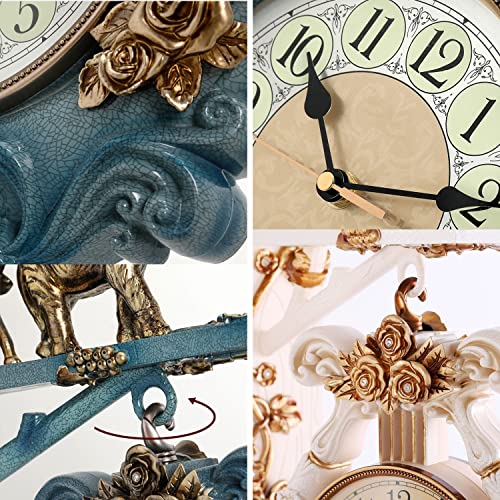 Horloge Murale Double Face Décorative Motif Cerf Pendule Suspendue Maison