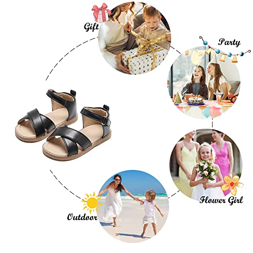 Image of Felix & Flora Toddler Girl Sandals - Flower Girl Dress Shoes Open Toe Little Kid Flats