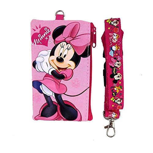 Disney Mickey and Minnie Mouse Drawstring Backpacks Plus Lanyards with Detachable Coin Purse and Autograph Books (Set of 6) (Pink - Pink) - Thumbnail 3
