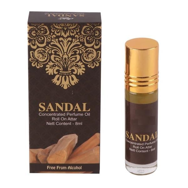 Concentrated Perfume Oil Sandal Long Lasting Fragrance Roll-On Attar For Mens And Womens- 8 Ml, (Pack Of 1)