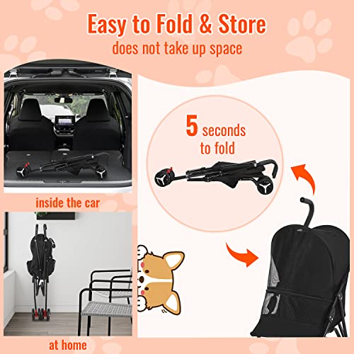 image for BestPet Pet Stroller Dog Cat Stroller with Handlebars Canopy Breathabl