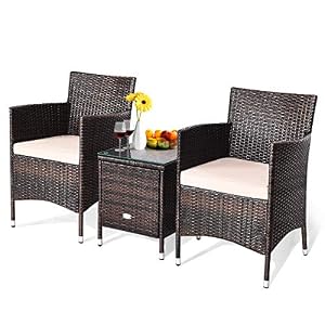 HAPPYGRILL CA-HG0455 3-teiliges Rattan Terrassenmöbel-Set