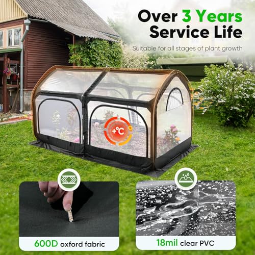 Quictent Premium Greenhouse with Screen Window, Portable Fast-up Plant Greenhouses for Outdoors with Heavy Duty Pop-up Fiberglass Frame Durable Waterproof Cover, 98.4x49.2x52.8 Inch, Black