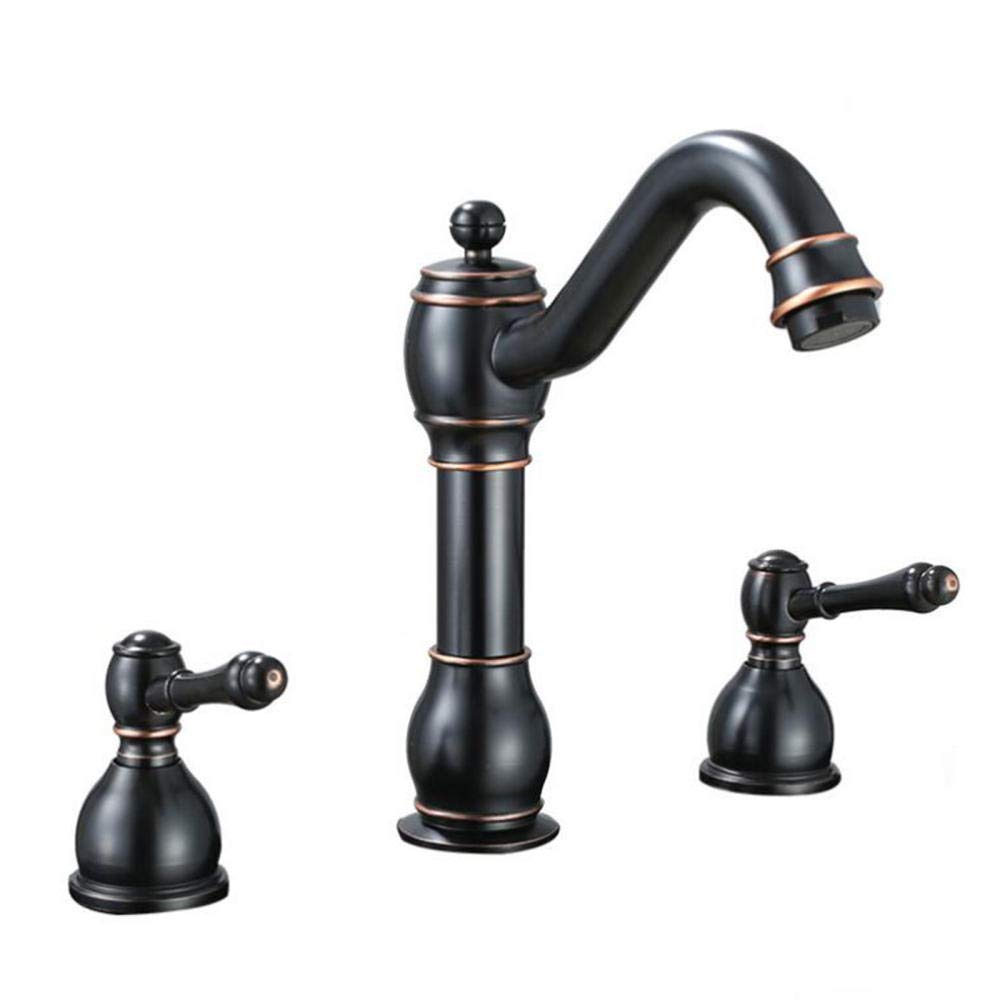 Robinet mitigeur à 3 trous PurePair en laiton patine noire pour une salle de bain de prestige