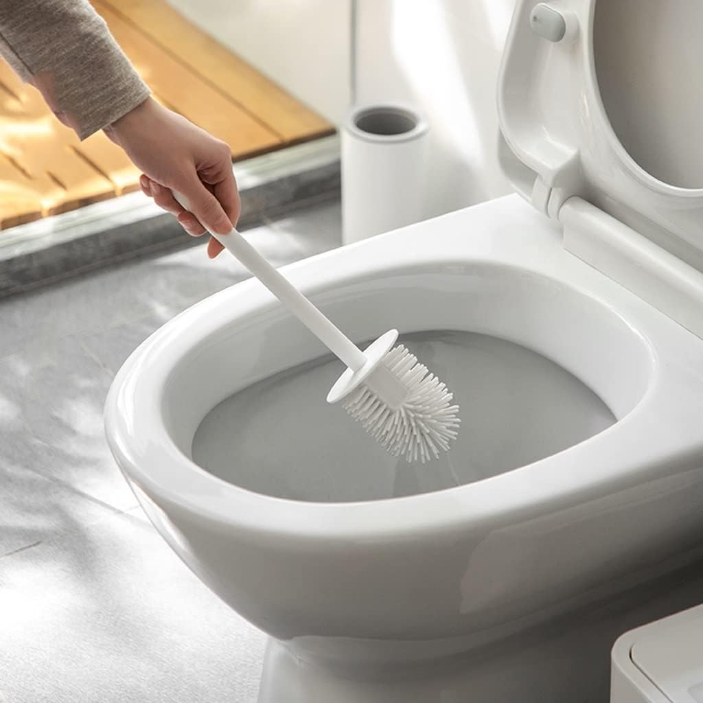 Toilet Brush Holder Toilet Brush Holder Silicone Long Handle Toilet Cleaning Brush Household Wall-mounted Toilet Bowl Brush Bathroom Hygiene Toilet Brush Toilet Brush Holders(A), 20010125