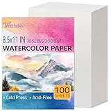 Threvortax 100 PCS Watercolor Paper 8.5x11 Inch 105LB/230GSM Cold Press Water Color Paper for Students and Beginners, Acid-Free Heavyweight Art Sheets for Painting, Printing, Scanning & Crafting