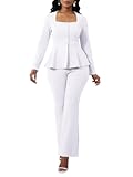 Women's 2 Piece Pants Suit Long Sleeve Blazer Flare Pant Set Casual Office Work Outfits