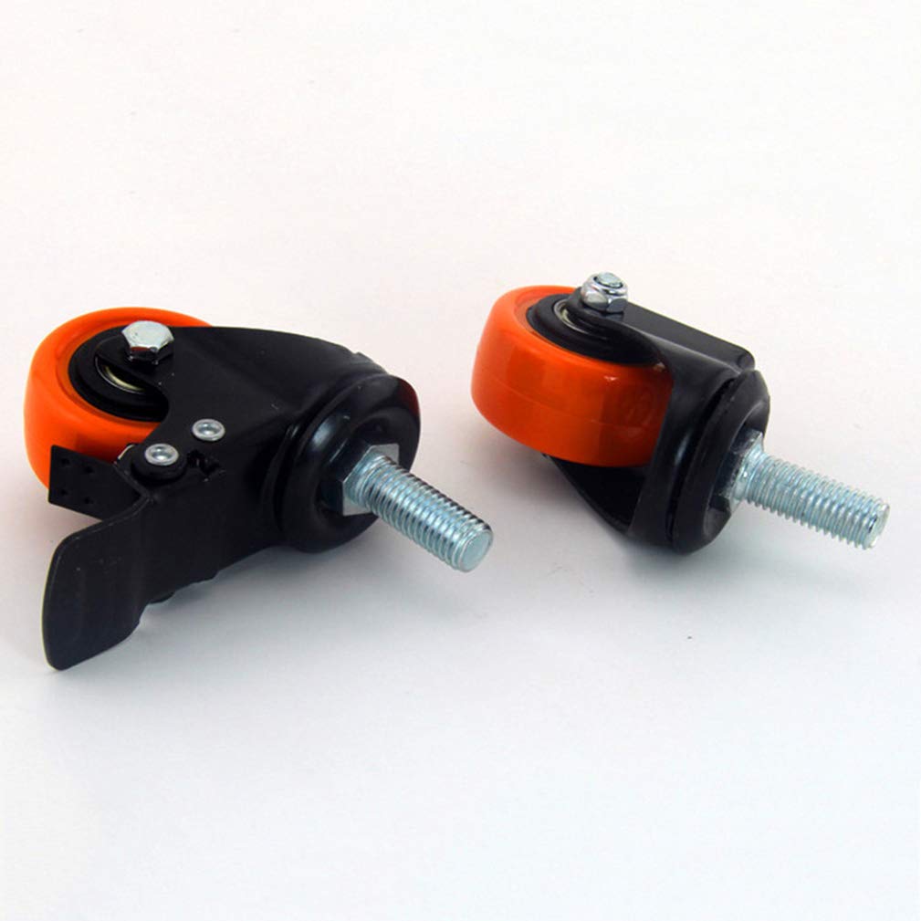 Roulettes de meuble en polyuréthane avec frein de 1,5/2 po (lot de 4), for tiges filetées M8/M10, capacité de charge 120 kg(50mm M10 4 With Brake)