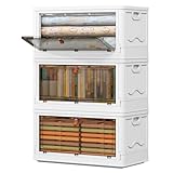 3 Tier Storage Bins with Lids 103QT - Stackable Storage Containers with Wheels, Folding Storage Boxes, Stackable Storage Bins, Closet Organizers...