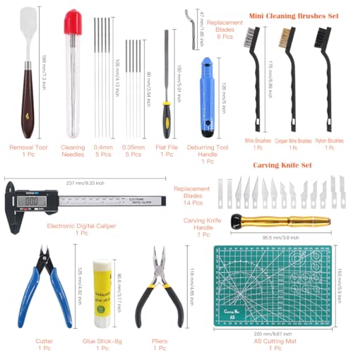 Rustark Kit d'outils de 42 pièces pour impression 3D comprenant un outil de dégauchissage, un outil de nettoyage et de démontage avec sac de rangement, ensemble d'outils pour imprimante 3D pour le – vue 2