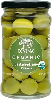 DIVINA Organic Castelvetrano Olives, 10.6 oz - Sicilian Green Olives with Buttery Texture & Sweet Flavor