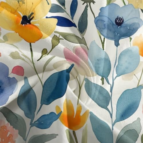Housse de couette fleurs aquarelle 3D en microfibre 140x200 cm avec taie d'oreiller