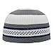 TheKufi® Soft White and Grey with Navy Blue Lines Nylon Stretchy Textured Kufi Hat Skull Cap Dotted Lines (M -22.5