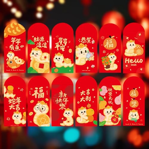 Esquirla 12 peças envelopes vermelhos chineses 2025 pacotes de decorativos presente festa celebração