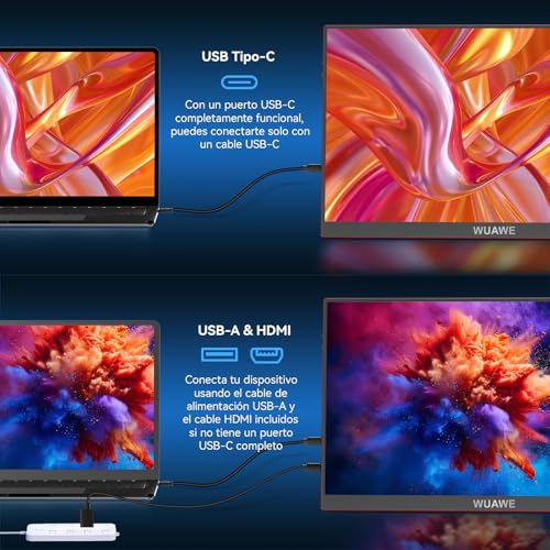 Image of WUAWE 16 inch Portable Laptop Monitor, 100% sRGB Portable Gaming Monitor with Built-in Stand, HDR and Freensync, External USB C Monitor for Laptop, PC, Phone, Switch and PS5(Red)
