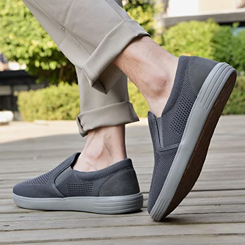 Image of konhill Mens Slip On Loafers Sneakers - Casual Knit Walking Shoes for Men, Lightweight Breathable Memory Foam Boat Shoes, Comfortable Slip-On Driving Loafers for Work Travel Beach
