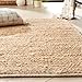 Nourison Home Natural Jute Natural 7' x 10' Area Rug - Easy Clean, Non Shedding, Bed Room, Living Room, Dining Room, Kitchen (7' x 10')