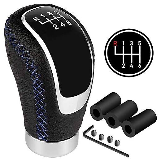 Semoss 6 Velocidades Pomo Palanca de Cambios Manual Automatico Universal Coche Tuning Interior con 8mm 10mm 12mm Adaptadores para Coches SUV Camión,Azul Costura