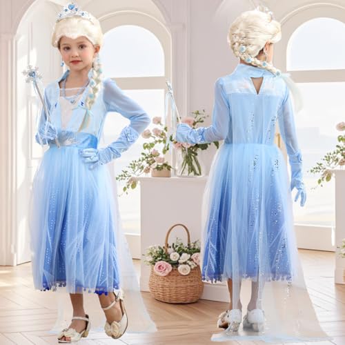 Disfraz completo de princesa azul para niñas miniatura 3