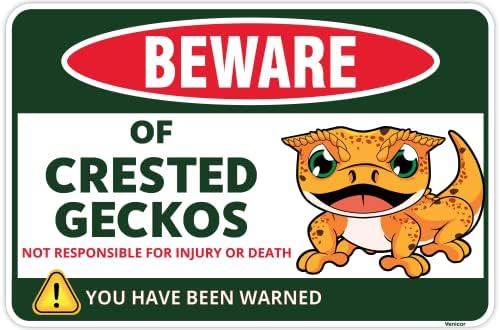 Venicor Crested Gecko Sign Decor - 8 x 12 Inches - Aluminum - Crested Gecko Tank Accessories Toy Gift Food Dish Stuff image 4